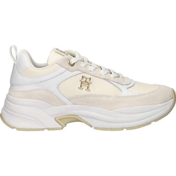 Tommy Hilfiger Chunky Femine Runner dames sneaker - Beige wit - Maat 39