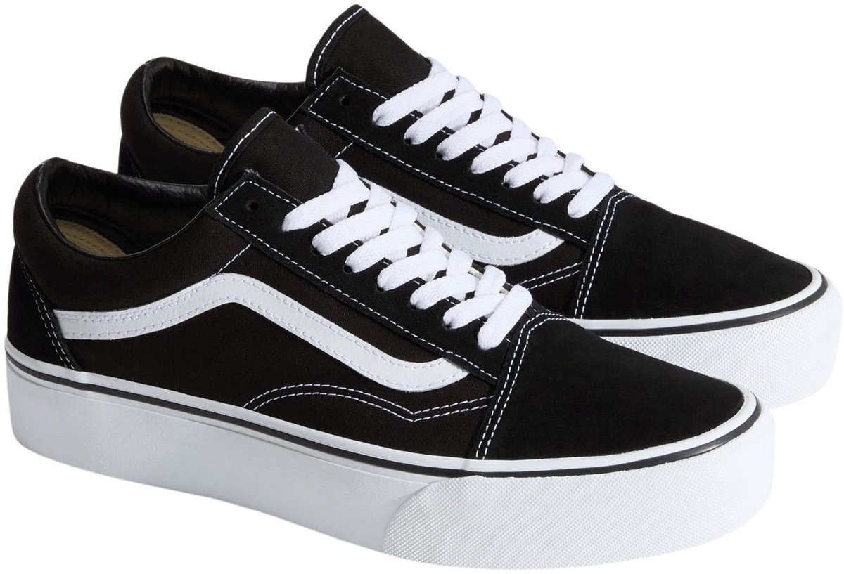Vans Old Skool Sneakers - Unisex - Platform - Zwart/Wit - Maat 39